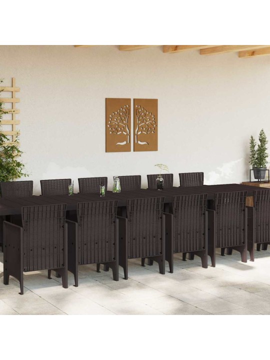 Dārza ēdamgalds 15 pcs brūna polt rattan