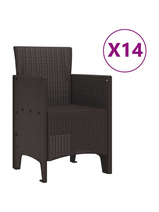 Dārza ēdamgalds 15 pcs brūna polt rattan