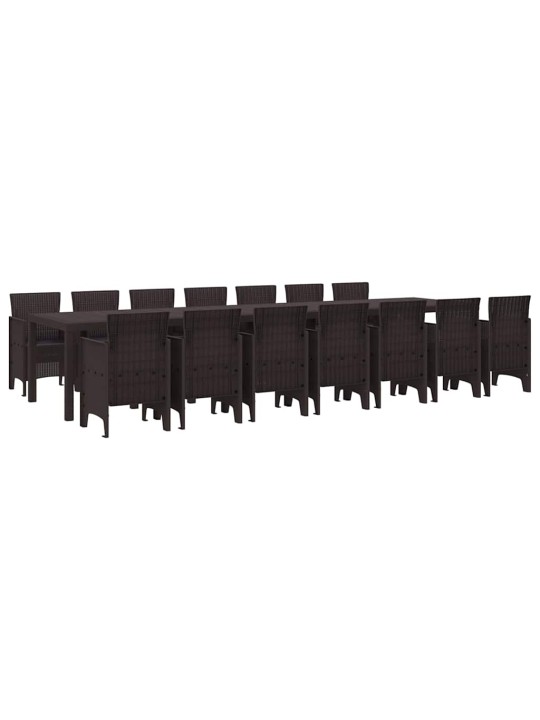 Dārza ēdamgalds 15 pcs brūna polt rattan