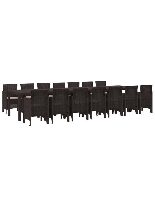 Dārza ēdamgalds 15 pcs brūna polt rattan