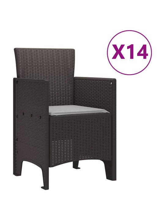 Dārza ēdamgalds 15 pcs brūna polt rattan