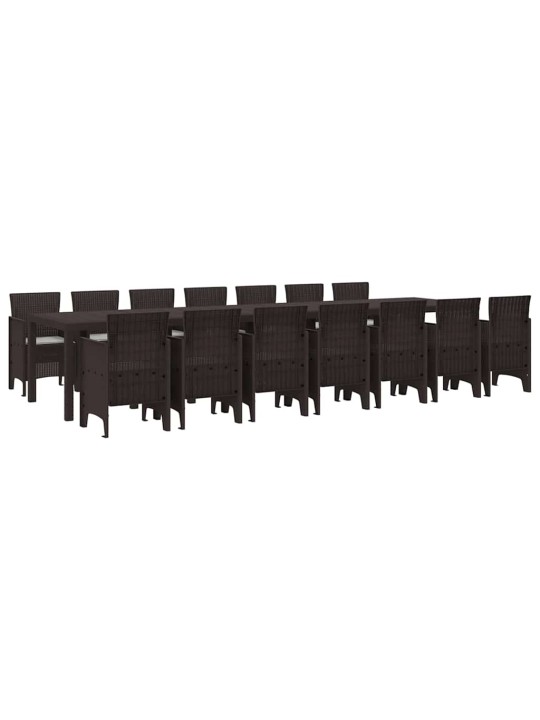 Dārza ēdamgalds 15 pcs brūna polt rattan