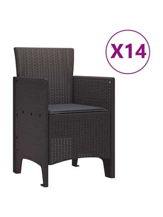 Dārza ēdamgalds 15 pcs brūna polt rattan