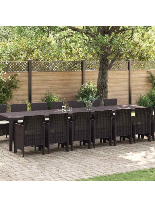 Dārza ēdamgalds 15 pcs brūna polt rattan