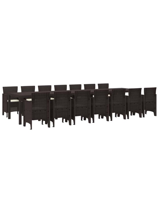 Dārza ēdamgalds 15 pcs brūna polt rattan