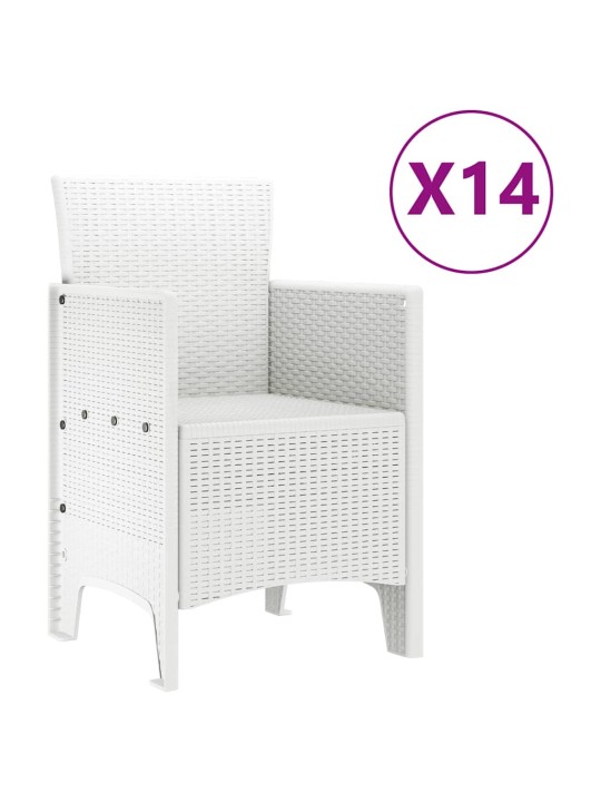 Dārza ēdamgalds 15 pcs balts polt rattan