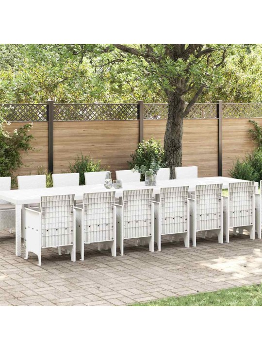 Dārza ēdamgalds 15 pcs balts polt rattan