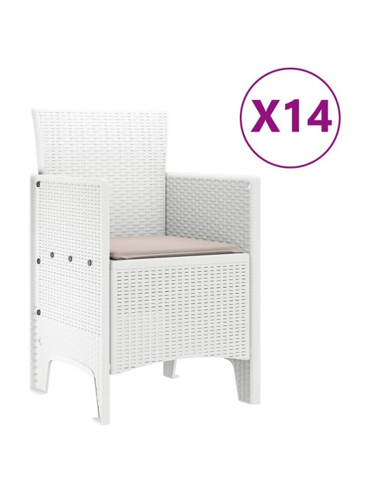 Dārza ēdamgalds 15 pcs balts polt rattan