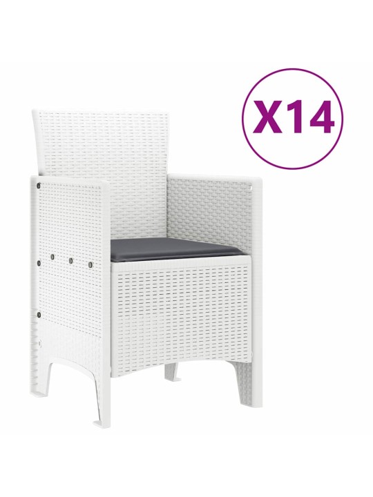 Dārza ēdamgalds 15 pcs balts polt rattan