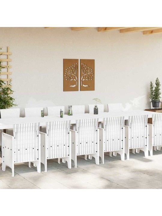Dārza ēdamgalds 15 pcs balts polt rattan