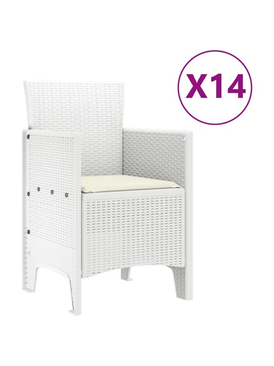 Dārza ēdamgalds 15 pcs balts polt rattan