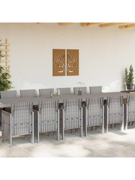Dārza ēdamgalds 15 pcs gaiši pelēks polt rattan