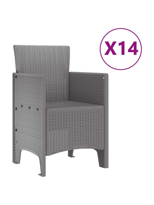 Dārza ēdamgalds 15 pcs gaiši pelēks polt rattan