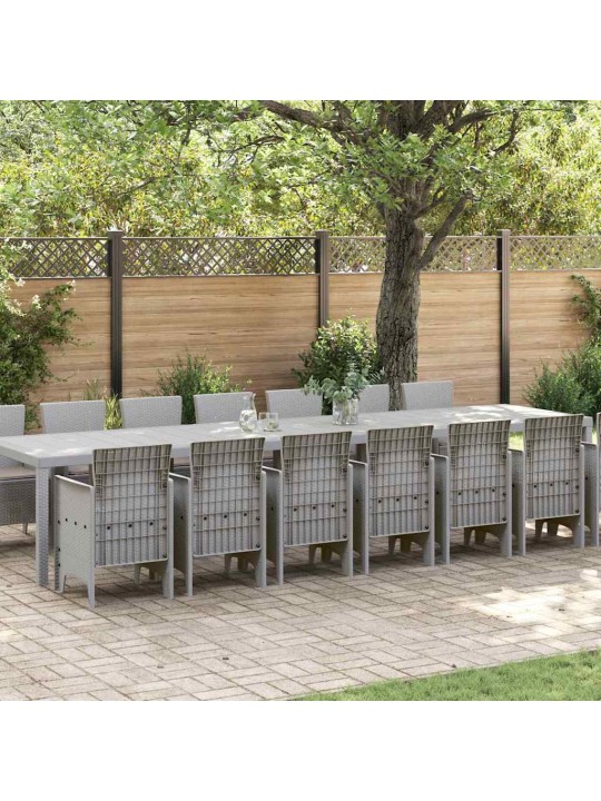 Dārza ēdamgalds 15 pcs gaiši pelēks polt rattan