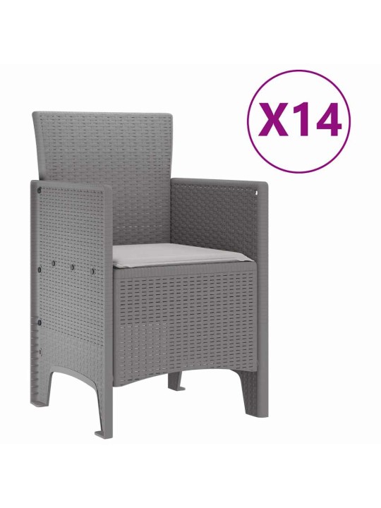 Dārza ēdamgalds 15 pcs gaiši pelēks polt rattan