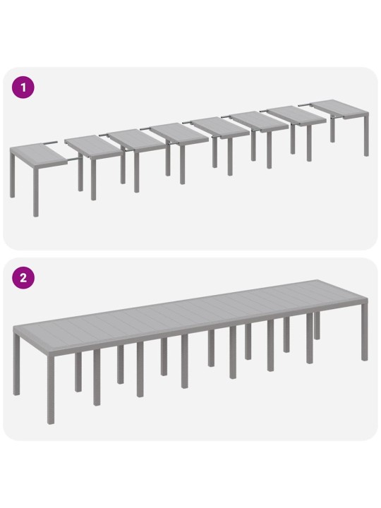 Dārza ēdamgalds 15 pcs gaiši pelēks polt rattan