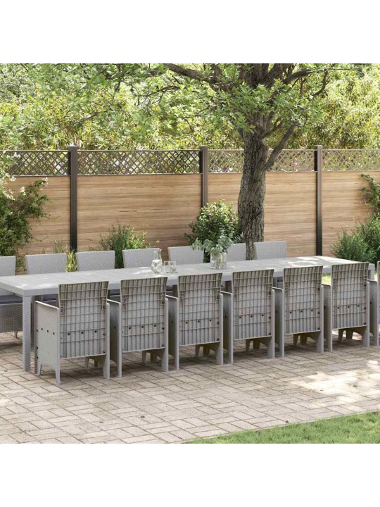 Dārza ēdamgalds 15 pcs gaiši pelēks polt rattan