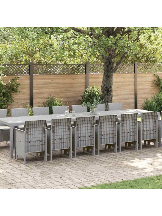 Dārza ēdamgalds 15 pcs gaiši pelēks polt rattan