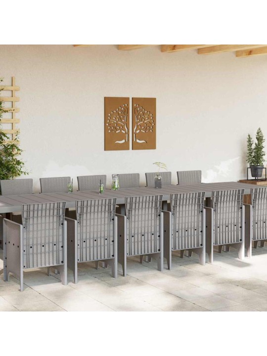 Dārza ēdamgalds 15 pcs gaiši pelēks polt rattan