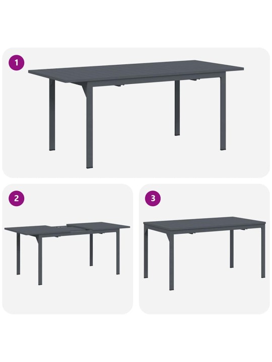 Dārza ēdamgalds 7 pcs antracīts tērauds