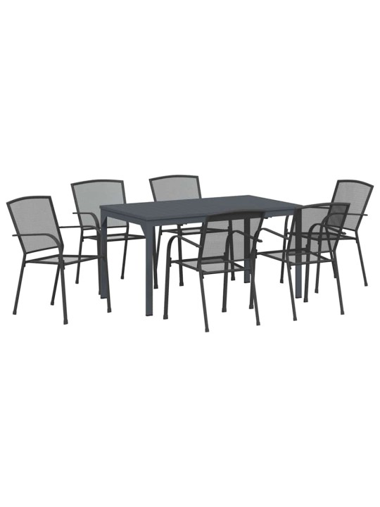 Dārza ēdamgalds 7 pcs antracīts tērauds