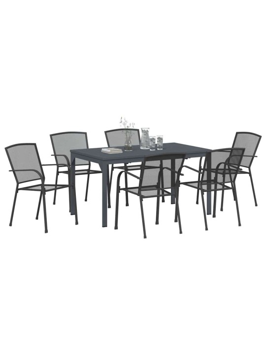Dārza ēdamgalds 7 pcs antracīts tērauds