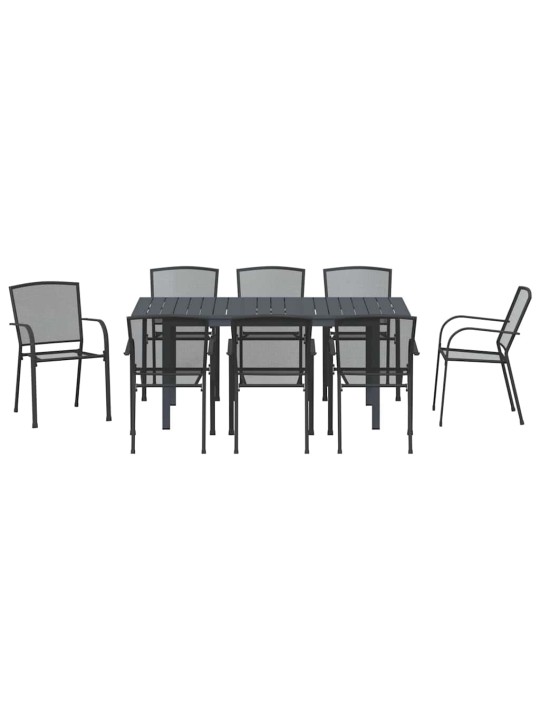Dārza ēdamgalds 9 pcs antracīts tērauds