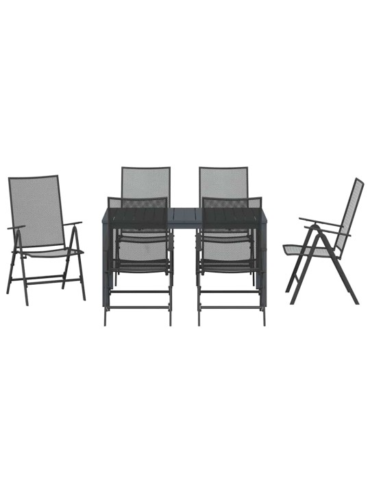 Dārza ēdamgalds 7 pcs antracīts tērauds