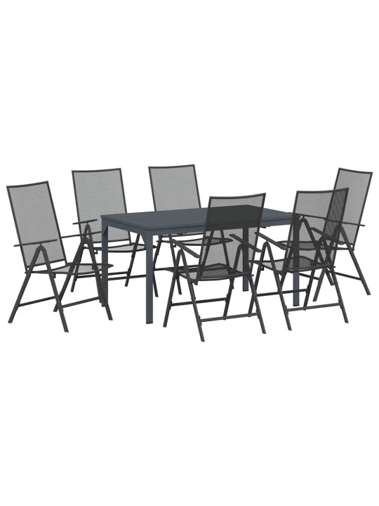 Dārza ēdamgalds 7 pcs antracīts tērauds