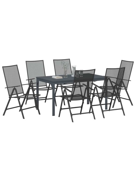 Dārza ēdamgalds 7 pcs antracīts tērauds