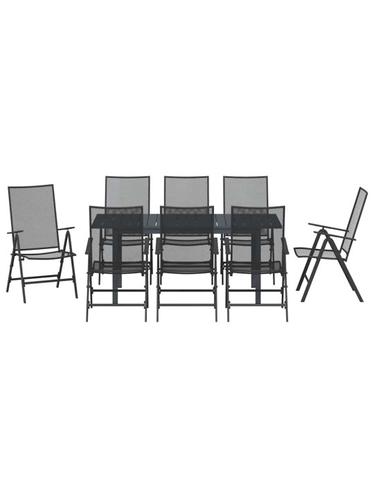 Dārza ēdamgalds 9 pcs antracīts tērauds