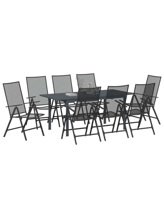 Dārza ēdamgalds 9 pcs antracīts tērauds