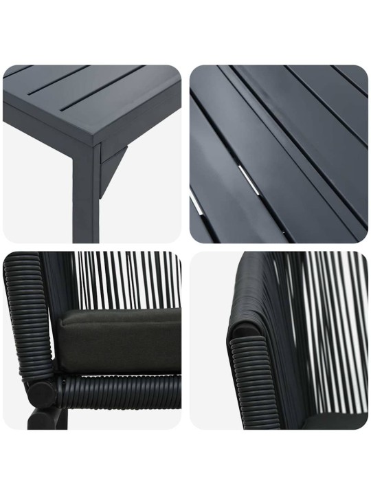 Dārza ēdamgalds 7 pcs melna poliūtu rotangpalma