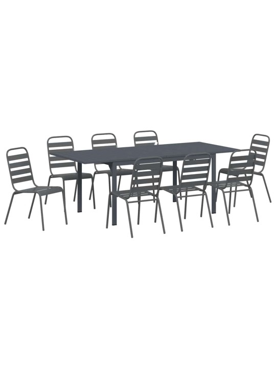 Dārza ēdamgalds 9 pcs antracīts tērauds