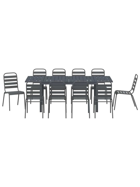 Dārza ēdamgalds 11 pcs antracīts tērauds