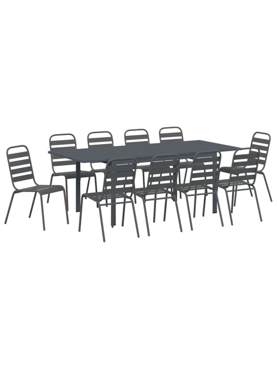 Dārza ēdamgalds 11 pcs antracīts tērauds