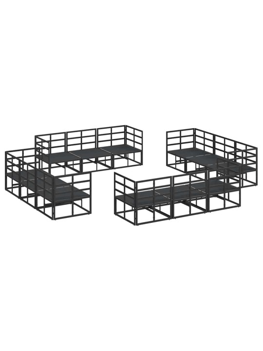 Dārza dīvānu komplekts ar spilvenu 12 pcs melna alumīnijs
