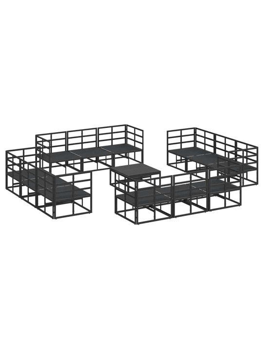 Dārza dīvānu komplekts ar spilvenu 13 pcs melna alumīnijs