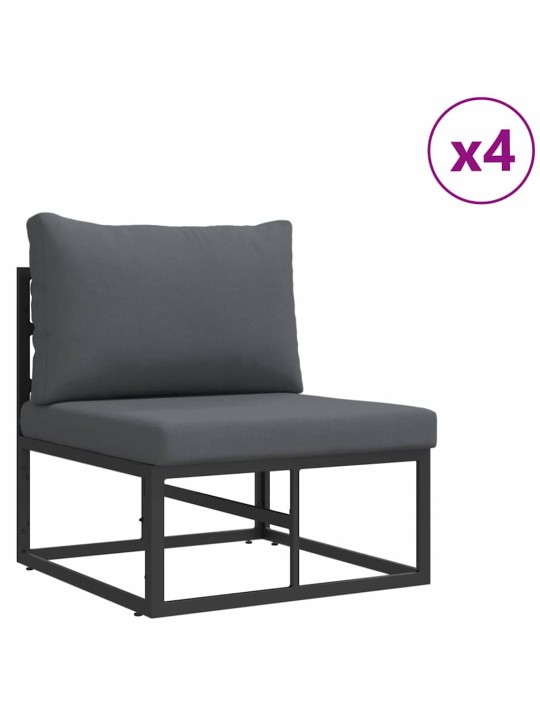 Dārza dīvānu komplekts ar spilvenu 13 pcs melna alumīnijs