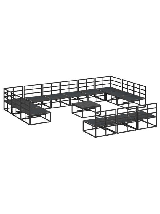 Dārza dīvānu komplekts ar spilvenu 14 pcs melna alumīnijs