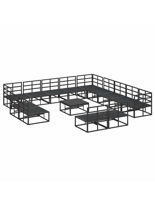 Dārza dīvānu komplekts ar spilvenu 14 pcs melna alumīnijs