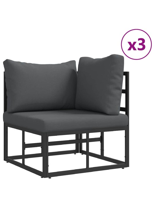 Dārza dīvānu komplekts ar spilvenu 14 pcs melna alumīnijs