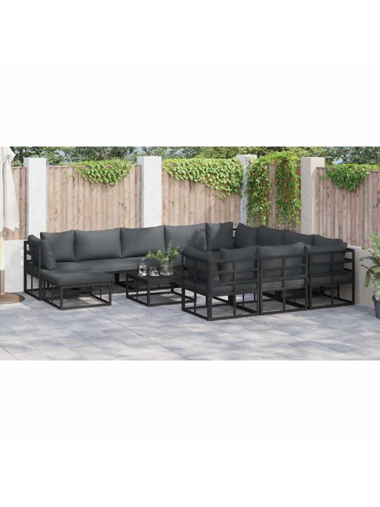 Dārza dīvānu komplekts 12 pcs melna metāla