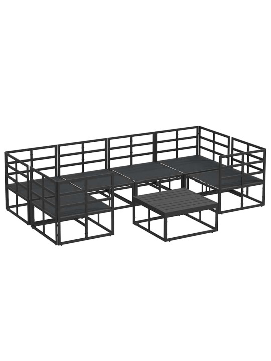 Dārza dīvānu komplekts 7 pcs melna alumīnijs