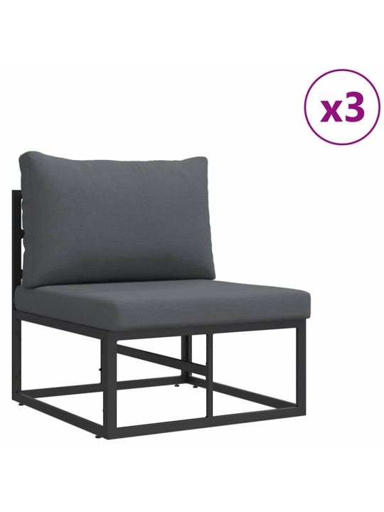 Dārza dīvānu komplekts 8 pcs melna alumīnijs