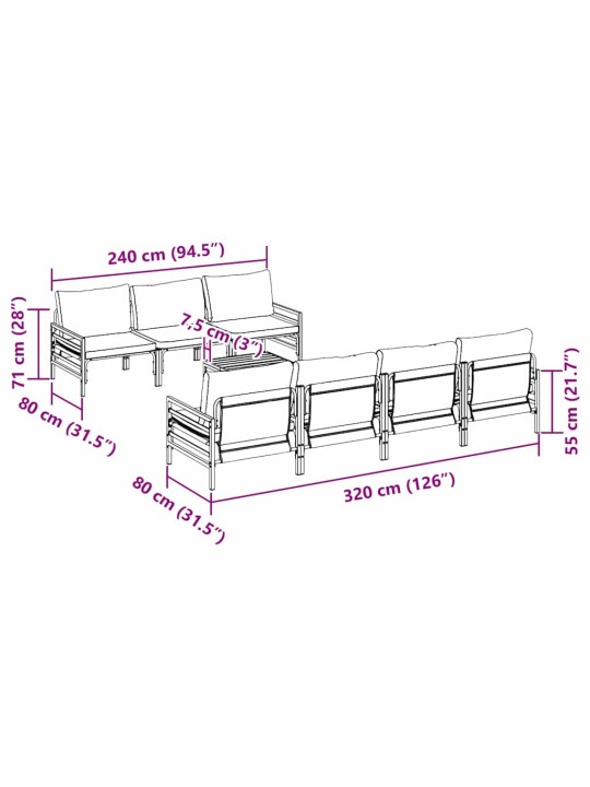 Dārza dīvānu komplekts 8 pcs antracīta tērauds & audums