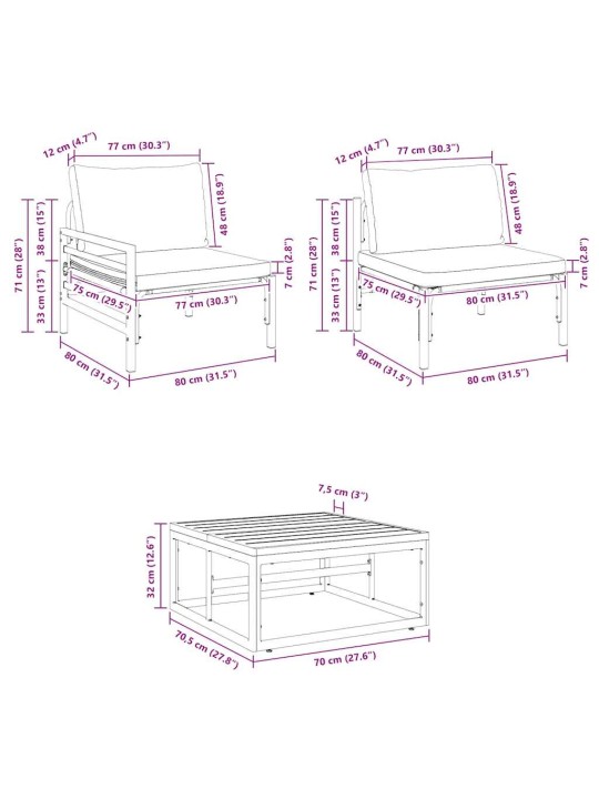 Dārza dīvānu komplekts 8 pcs antracīta tērauds & audums