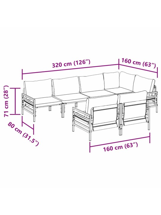 Dārza dīvānu komplekts 7 pcs antracīta tērauds & audums