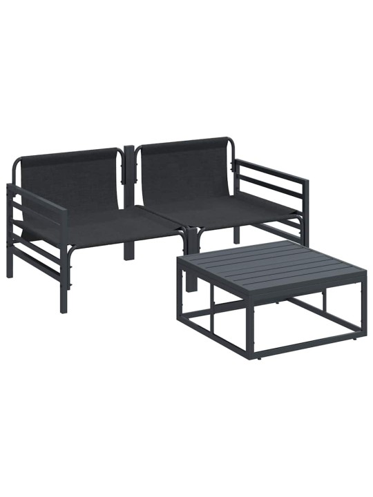 Dārza dīvānu komplekts 3 pcs antracīta tērauds