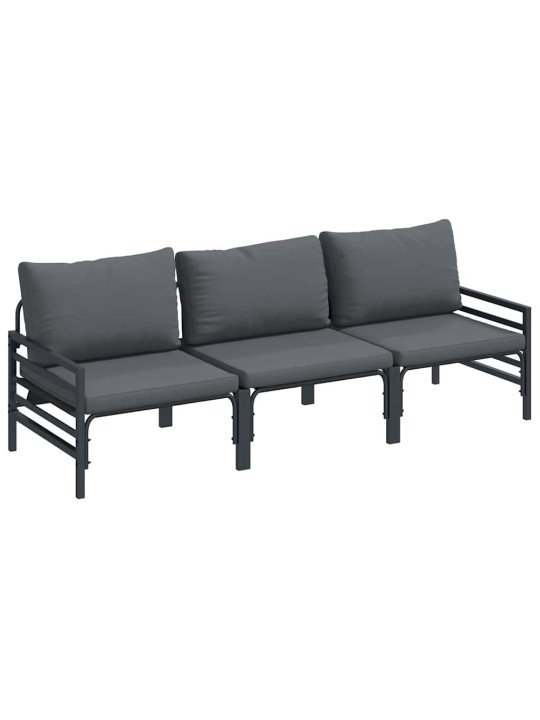 Dārza dīvānu komplekts 3 pcs antracīta tērauds